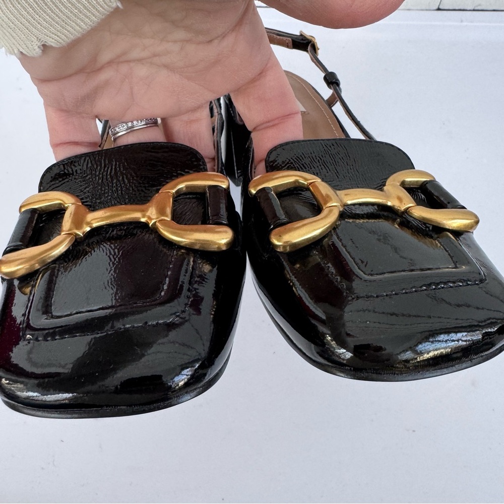 BibiLou Dennis Heels Horsebit Buckle Slingback Black Gold size EU37 - Picture 4 of 8